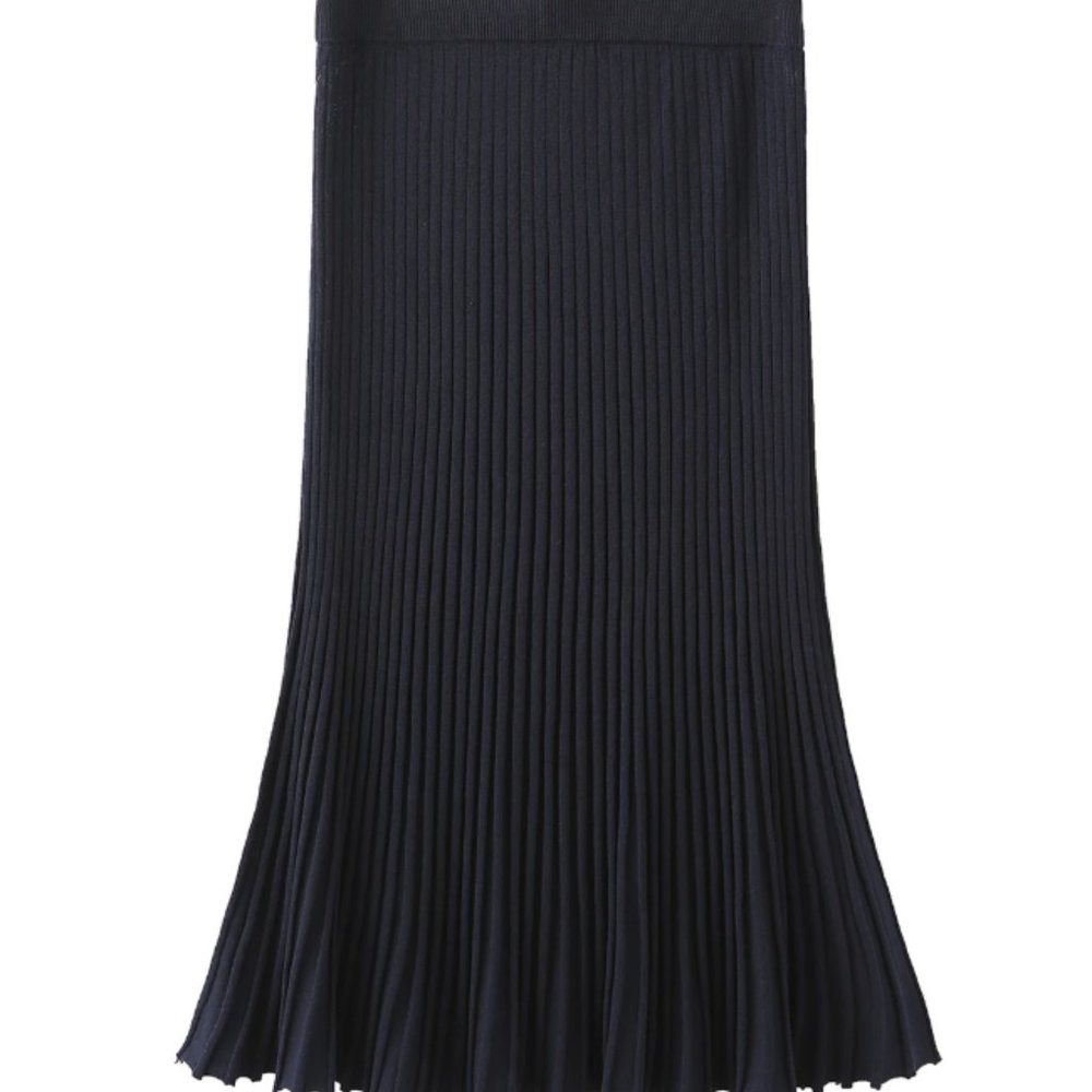 Black Accordion Pleat Maxi Skirt - Picture 2 of 2